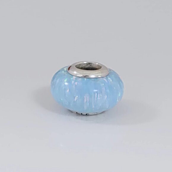 Pandora Opalescent Ocean Blue Charm with Lab-Created Opal Murano Glass Charm - Picture 1 of 4